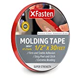 XFasten Super Strength Automotive Molding Tape, Gray, 1/2-Inch x 30-Foot, Double Sided Exterior Mounting Tape for Auto Body Molding, Trim, Side Mirror, Emblem, Nameplate and Outdoor Applications