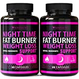 (2 Pack) Night Time Burner for Women - Weight Loss Pills for Women - Sleep Aid Diet Pills, Appetite Suppressant - Fast Metabolism Booster for Belly Weight Loss - Made in USA - 120 Vegan Capsules