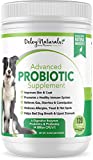 Deley Naturals Probiotics for Dogs - 120 Grain Free Chicken Soft Chews - 4 Billion CFU's, Digestive Enzymes, Prebiotics - Dog Allergies, Diarrhea, Bad Dog Breath, Constipation, Gas, Yeast- Made in USA