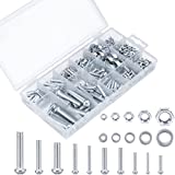 KURUI 500pcs Hardware Nuts and Bolts Assortment Kit with Flat Washers, 130 Phillips Machine Screws & 125 Hex Nuts & 245 Metal Washers, 10 Sizes M3 M4 M5 M6 M8