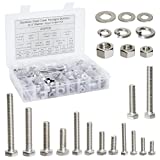 Stainless Steel SAE Hex Bolts and Nuts Kit, Flat and Lock Washers, Assorted Sizes (232 Pieces)