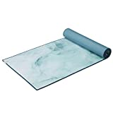 Gaiam Yoga Mat - Hot Yoga Towel Mat, Mositure-Wicking Microfiber Topcoat & Yoga Mat Backing, Seafoam, 68" L x 26" W x 5mm Thick