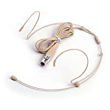 Sujeetec Microphone Headset Discreet Headworn Earset Over Ear Mic for Shure Wireless System Bodypack Transmitter, Ideal for Lectures, Live Performance, Theater, Podcasts  Beige