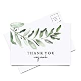 Bliss Collections Thank You Postcards, Rustic Greenery, Cards for Weddings, Receptions, Baby or Bridal Showers, Birthdays, Graduations, Parties, Celebrations or Special Events, 4"x6" (50 Cards)