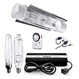 iPower 1000W HPS MH Digital Dimmable Ballast Horticulture Grow Light System Kits Cool Tube Reflector Set Add-on Wing with 24-Hour Timer, 1 Pair of Hanger Rope