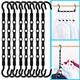 16 Pack Sturdy Hanger Organizer, Plastic Space Saving Hanger, Smart Magic Clothes Hanger, for Dorm Closet Storage Apartment College Bedroom Essentials, Black [ Upgraded Quality ]