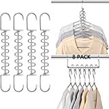 Yahluer 8 Pack Magic Hangers - Metal Hanger 12 Slots - Smart Wardrobe Closet Space Savings Organizer for Pants Trousers Jeans Skirts Tank Top Cami Bra Pajamas Strappy Dress Bathing Suit