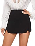 SheIn Women's High Waist Slit Hem Skorts Asymmetrical Plain Skirt Shorts Black Medium