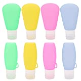 3oz / 90ml Refillable Travel Bottles Set Squeezable Silicon Tubes Leak Proof Travel Accessories for Shampoo Liquids - Set of 8