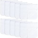 Comfy Cubs Muslin Burp Cloths Large 100% Cotton Hand Washcloths for Babies, Baby Essentials 6 Layers Extra Absorbent and Soft Boys & Girls Baby Rags for Newborn Registry (White, 10-Pack, 20" X10")