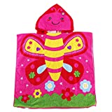 Kids Hooded Beach Bath Towel Poncho for Toddler Infant Boys Cute Soft Cartoon Swim Towels Wrap with Hood for Girls (1-pansy01, 2-7 Years) 