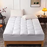 Mattress Topper Queen Size - Extra Thick Mattress Pad Cover - Pillow Top with Breathable 4D Spiral Fiber Filling