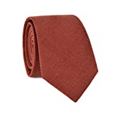JESLANG Men's Skinny Tie 2.56" Cotton Linen Necktie Perfect for Formal and Casual Occasions (Rust)