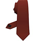 Terracotta Tie Premium Mens Slim Gabardine Matt Necktie Tuxedo Classic Brick Skinny Premium Corbatas (Reddish Rust, Slim 2.35")
