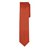 Jacob Alexander Men's Skinny Width 2" Solid Color Tie - Orange Rust