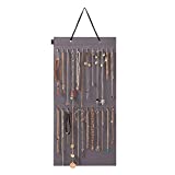 KGMcare Wall Hanging Jewelry Organizer Storage with 24 Hook Wall Mounted Jewelry Display Hanging on Door Closet Necklace Holder for Bracelet Ring Chain-Patent Design(Gray)