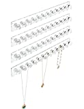 Heesch Necklace Hanger, Acrylic Necklace Organizer Wall Mount Necklace Holder, Jewelry Hooks for Necklaces, Bracelets, Chains (4-pack Clear)