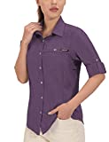 Little Donkey Andy Women's UPF 50+ UV Protection Shirt, Breathable Long Sleeve Fishing Hiking Shirt, Air-Holes Tech Dark Purple Heather M