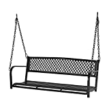 VINGLI Upgraded Metal Patio Porch Swing, 660 LBS Weight Capacity Steel Porch Swing Chair for Outdoors, Heavy Duty Garden Swing Bench for Gardens & Yards (Pattern 2)