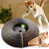 Asfnn Magic Organ Cat Scratch Board Cat Toy with Bell Cat Grinding Claw Foldable Convenient Cat Scratcher Cardboard Interactive Scratcher Cat Toy