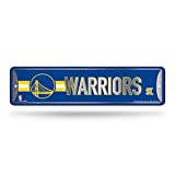 Rico Industries NBA Golden State Warriors Home Dcor Metal Street Sign (4" x 15") - Great for Home, Office, Bedroom, & Man Cave - Made