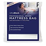 Ultrablock Mattress Bags for Moving or Storage  6 Mil Reusable Plastic Cover, Tear and Puncture Resistant, Non-Slip Grip, Extra Thick Queen Size Bag  Moving Supplies