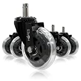 Office Chair Caster Wheels (Set of 5) - Heavy Duty & Safe for All Floors Including Hardwood - Perfect Replacement for Desk Floor Mat - Rollerblade Style w/Universal Fit