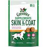 GREENIES Skin & Coat Food Supplements with Omega 3 Fatty Acids, 40-Count Chicken- Flavor Soft Chews for Adult Dogs