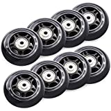 TOBWOLF 8 Pack 70mm 82A Indoor Inline Skate Replacement Wheels, Indoor Skating Wheels with ABEC-7 Bearings, Luggage Wheels, Training Wheels for Scooter - Black