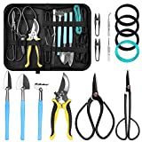 LadyRosian 15 Pack Bonsai Tools - Carbon Steel Shear Cutter Scissor Wire Plant Gardening - Plant Tree Tools with Nylon Case