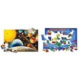 Melissa & Doug Solar System Floor Puzzle (Floor Puzzles, Easy-Clean Surface, Promotes Hand-Eye Coordination, 48 Pieces, 36 L x 24 W) AND Melissa & Doug USA (United States) Map Floor Puzzle