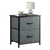 WLIVE Nightstand, 2 Drawer Dresser for Bedroom, Small Dresser with 2 Drawers, Bedside Furniture, Night Stand, End Table with Fabric Bins for Bedroom, Living Room, College Dorm, Dark Grey