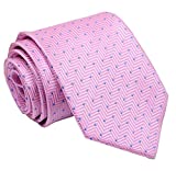 Mens Soft Pink Woven Silk Ties with Blue Dot Formal Thanksgiving Dress Neckties