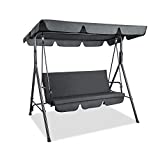 PAMAPIC Patio Swing Chair, 2/3-Person Outdoor Canopy Swing, Porch Swing with Removable Cushion and Convertible Canopy, Outdoor Swing Glider for Patio, Garden, Poolside, Balcony (Gray)