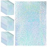 24 Sheets Transparent Holographic Overlay Holographic Vinyl Overlay Holographic Lamination Sheets Adhesive Transparent Vinyl for Stickers, A4 Size, 8.25 x 11.7 Inches (Spot Patterns)