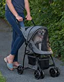 Pet Gear No-Zip Happy Trails Lite Pet Stroller for Cats/Dogs, Easy Fold with Removable Waterproof Liner, Safety Tether, Storage Basket, 2 Colors