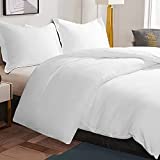 NTBAY 100% Brushed Microfiber Queen Duvet Cover Set, 3 Pieces Super Soft White Bedding Set, Solid Color Zipper Comforter Cover with Ties and 2 Pillow Shams