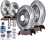 Detroit Axle - 4WD Front & Rear Drilled and Slotted Rotors + Ceramic Brake Pads Replacement for 2000-2003 Ford F-150-10pc Set