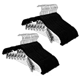 Heybly Skirt Hangers 32-Pack Velvet Pants Hangers 16.7-Inch Long Velvet Hangers with Metal Clips and 360 Hook,Non-Slip, Space-Saving for Pants, Skirts, Coats, Dresses, Tank Tops, Black HHRZ01B32