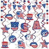4th of July Decorations, Patriotic Party Decorations, Fourth Of July Decorations Hanging Swirls, 37Pcs Independence Day Ceiling Decorations, Memorial Day Party Supplies, Patriotic Party Hanging Swirls