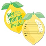 So Fresh - Lemon - Shaped Fill-In Invitations - Citrus Lemonade Party Invitation Cards with Envelopes - Set of 12