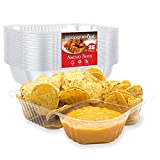 Clear Plastic Nacho Trays (25 Pack) - Two Compartment Nacho Trays - Large Disposable Nacho Trays - 22 Ounce Chip & Dip Trays - Leakproof Nacho Containers - Movie Theater Nacho Trays - Stock Your Home
