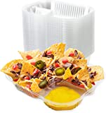 Carnival King Clear 2 Compartment Plastic Nacho Tray, 50-Pack, Small