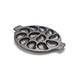 Outset 76225 Cast Iron Oyster Grill Pan, 12 Cavities, Black