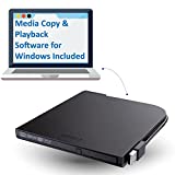 BUFFALO Portable Blu-ray Drive/External, Plays and Burns Blu-Rays, DVDs, and CDs with USB Connection. Compatible with Laptop, Desktop PC and Mac.