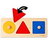 Magnetic Wooden Montessori Knob Puzzle - 3 Jumbo Shapes - Learn Colors & Shape  Baby & Toddler Development Toy