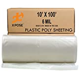 Clear Poly Sheeting - Heavy Duty, 6 Mil Thick Plastic Tarp  Waterproof Vapor and Dust Protective Equipment Cover - Agricultural, Construction and Industrial Use (10' x 100')