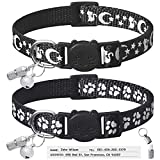 LLHK 2 Pack Breakaway Cat Collars & 2 Pcs Name Tags,Reflective Safety Kitten Collar with Bell,for Girl Boy Male Cats,Adjustable 7''-12'', Personalized ID Tag,Pet Supplies,Accessories