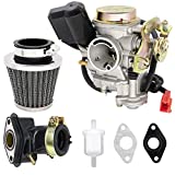 139QMB Carburetor Fit for 49CC 50CC GY6 4 Stroke Scooter Taotao Kymco Go Kart PD18J PD19J Moped Engine 18mm carb+ Intake Manifold Air Filter -139QMB Carburetor 50CC Scooter