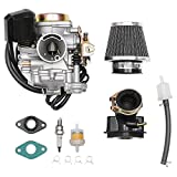 PD18J Carburetor 18mm Replacement for GY6 49cc 50cc 80cc 139QMB 139QMA 4 Stroke Moped Engine for Taotao Kymco Scooter with Fuel Filter Spark Plug Intake Manifold